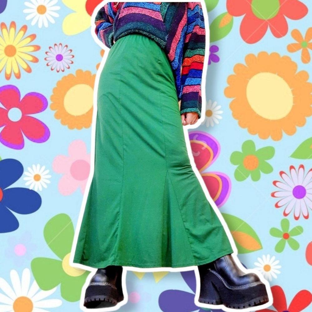 Vintage high waisted paneled flutter maxi skirt - Picture 3 of 4